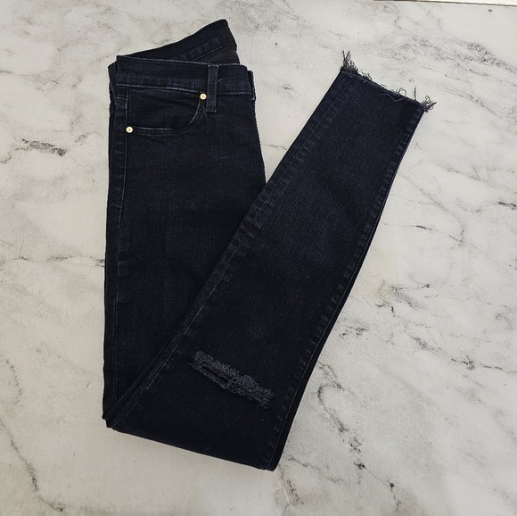 J Brand Cropped Skinny Mid Rise Distressed Blue Mercy Jeans 26 Preowned - Picture 4 of 10